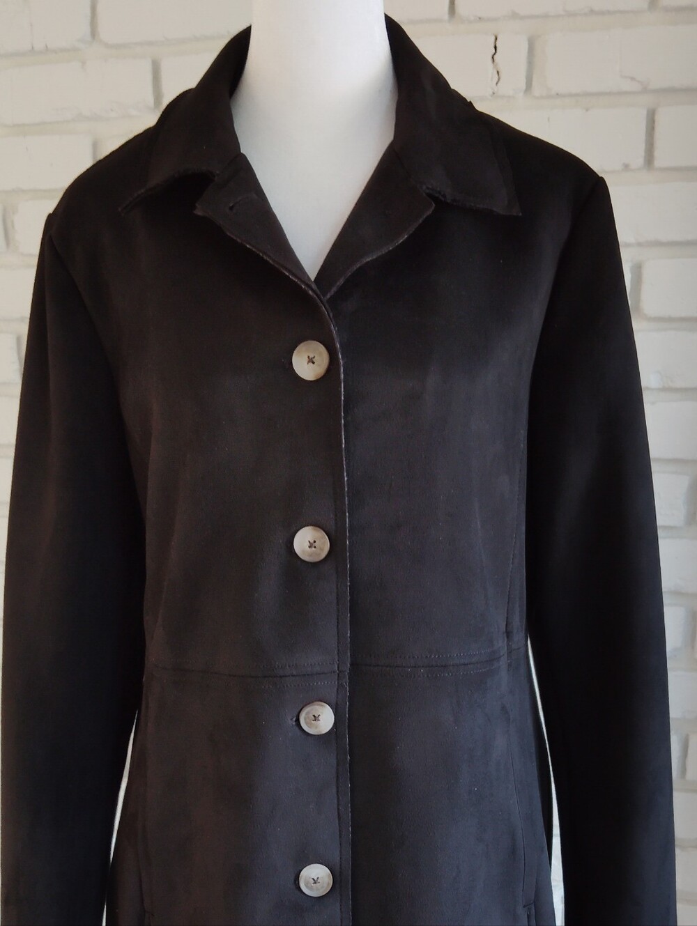Cozy Black Faux Suede Car Coat By T Tahari sz Large